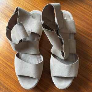 Eileen Fisher Suede Espadrille Wedge Heel Sz 9